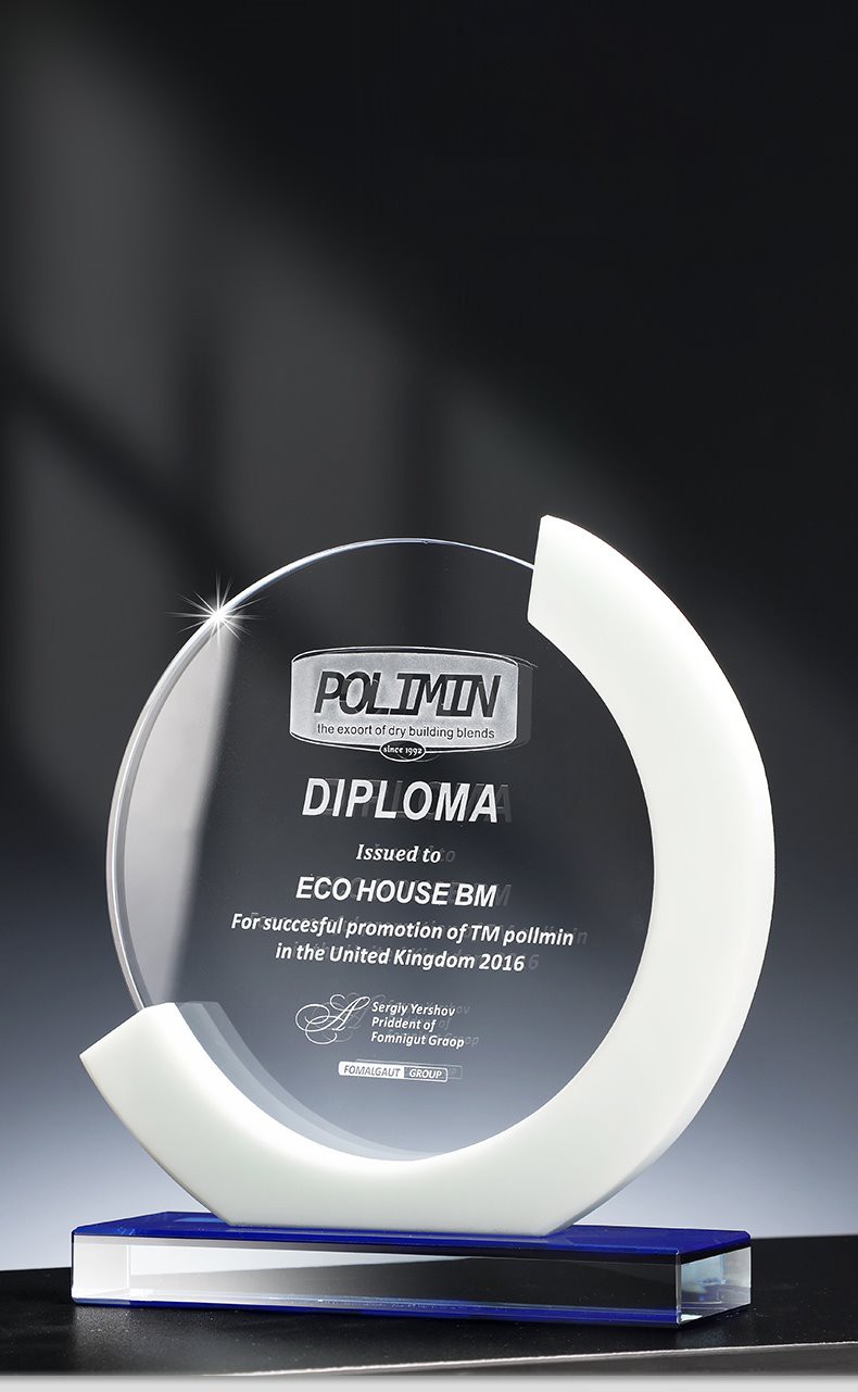 Clear Circle Glass Award met voet