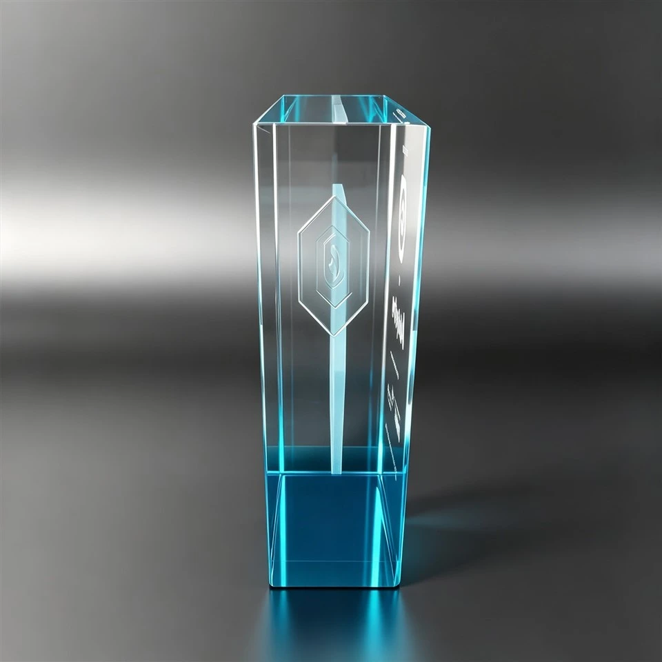 3D Engraved Hexagon Crystal Trophy Award best