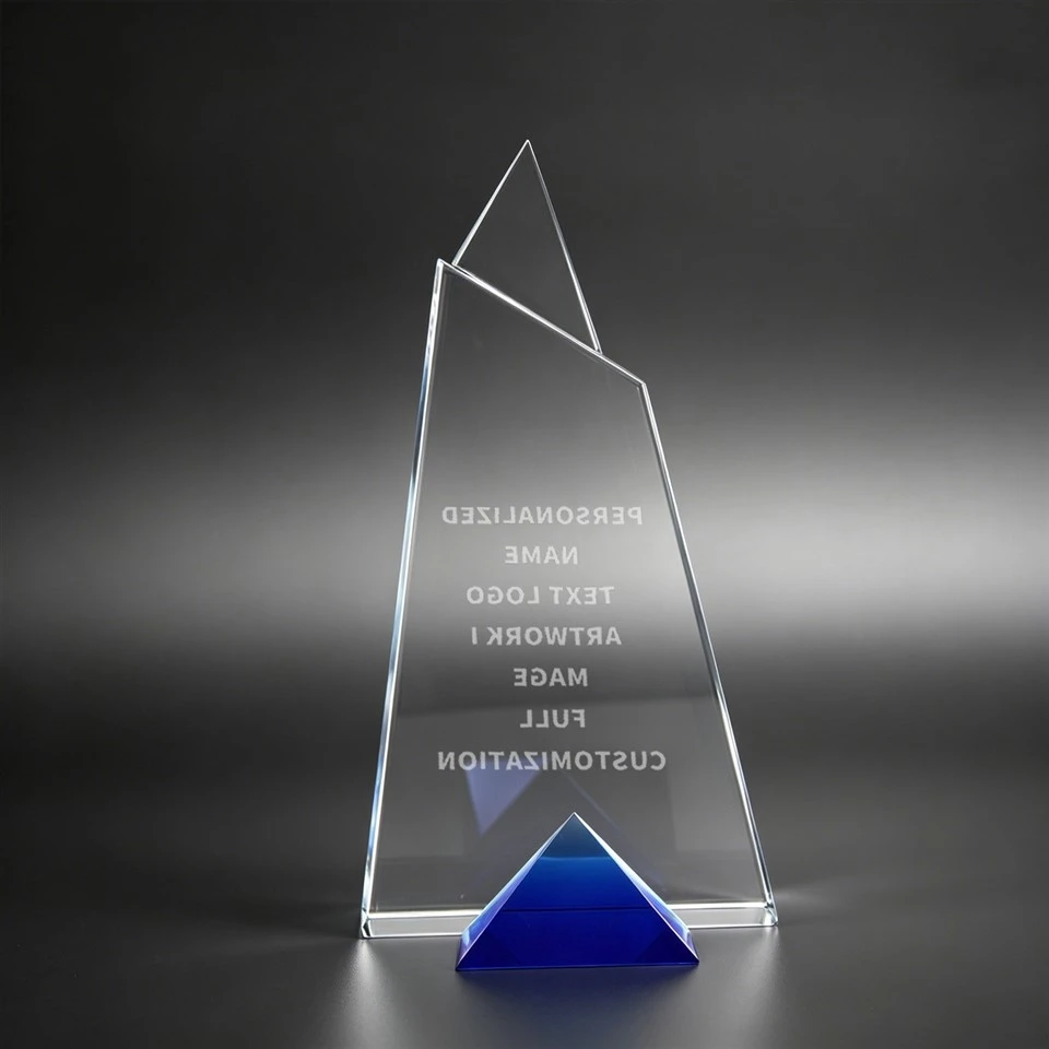 Blue Mountain Transparent Customizable Crystal Trophy factory