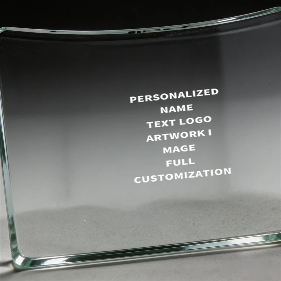 Horizontal Curved Stand Up Crystal Plaque Trophy factory