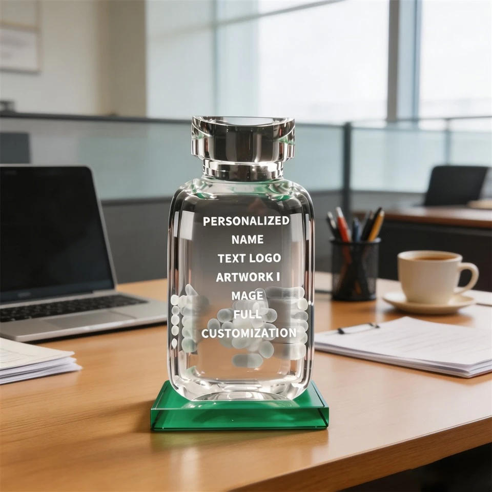 Pilflesvorm Groene Basis Kristallen Trofee