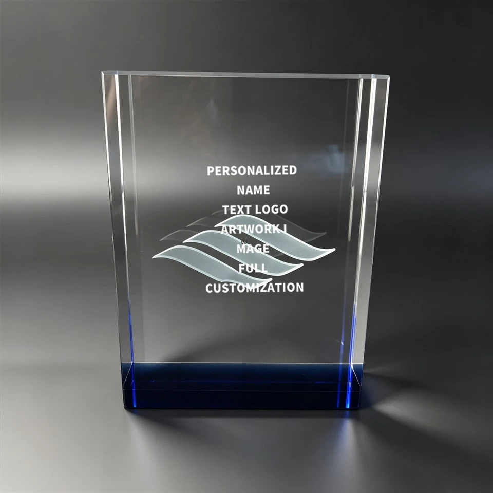 Wave Motif 3D Engraved Crystal Trophy suppliers